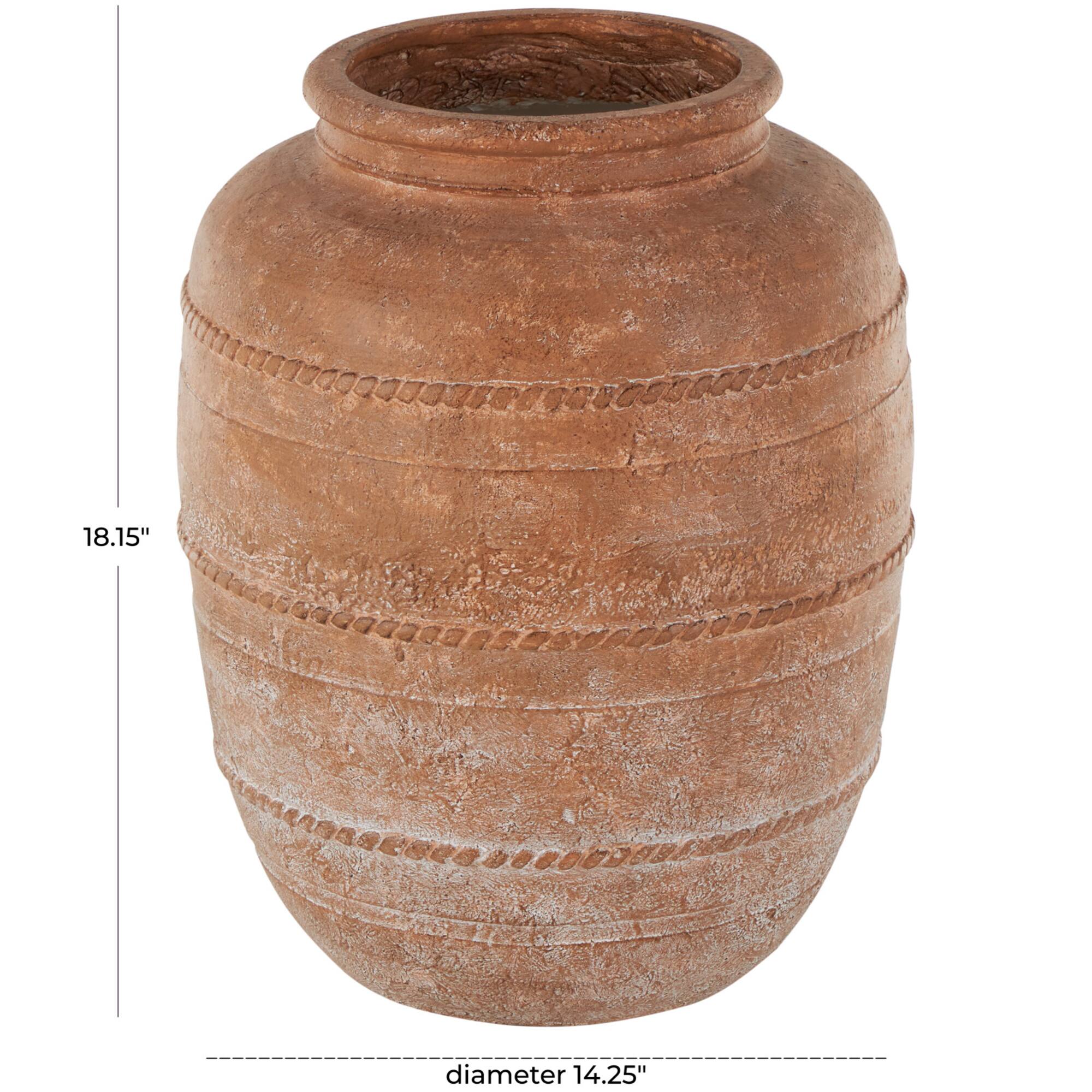 18" Brown Magnesium Oxide Mediterranean Inspired Vase
